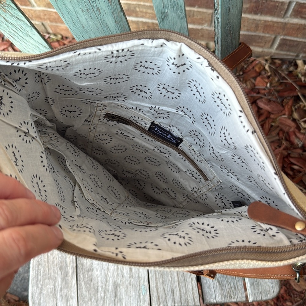 Myra Bag High Seas Upcycled Cream and Brown Anchor Shoulder Bag/Tote - Picture 9 of 13